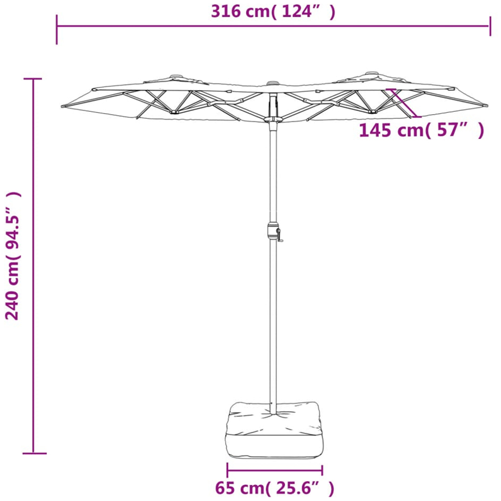 vidaXL Anthracite Double Head Garden Parasol 3m Image 6