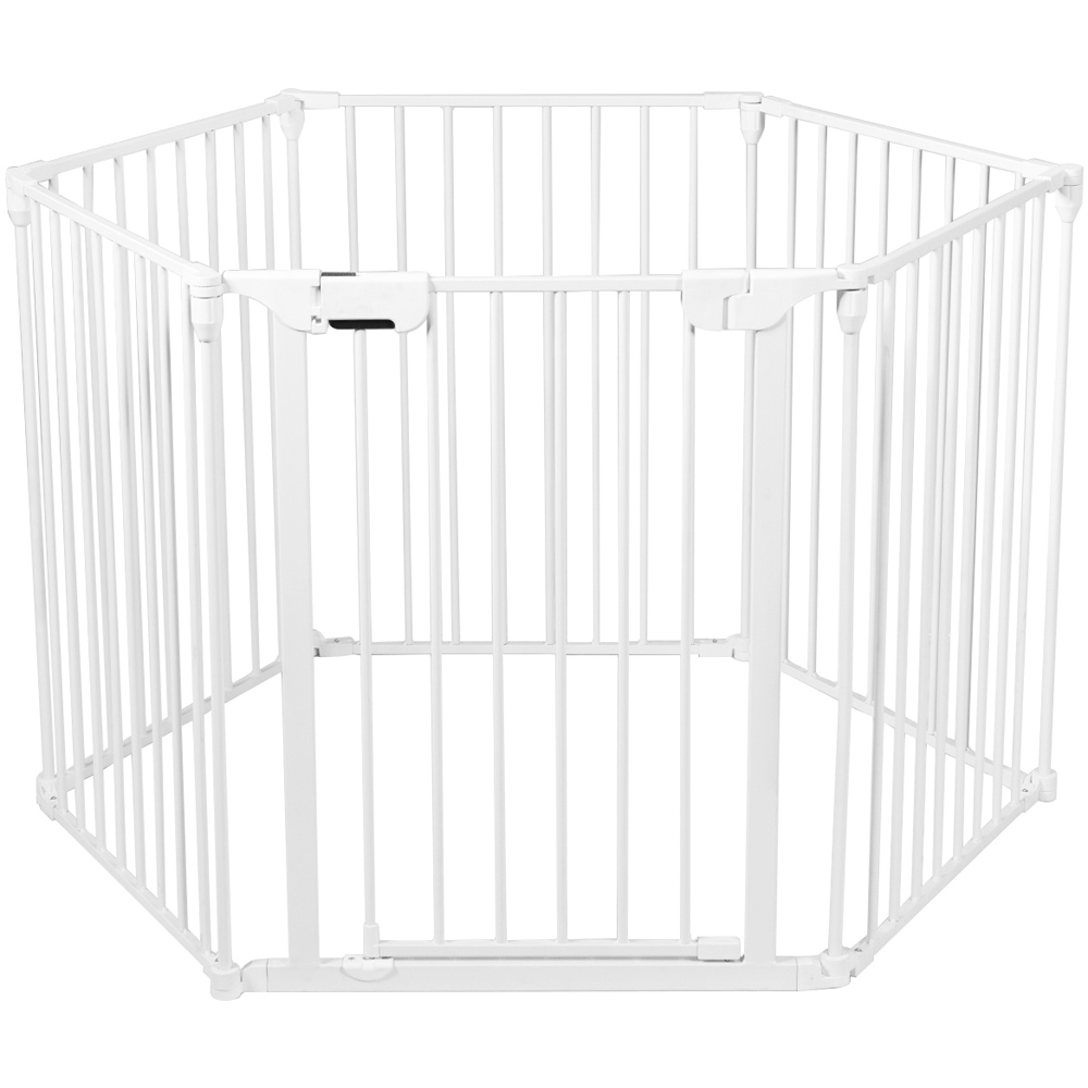 Costway 6 Panel White Baby Pet Safety Playpen with Walk Through Door Image 1