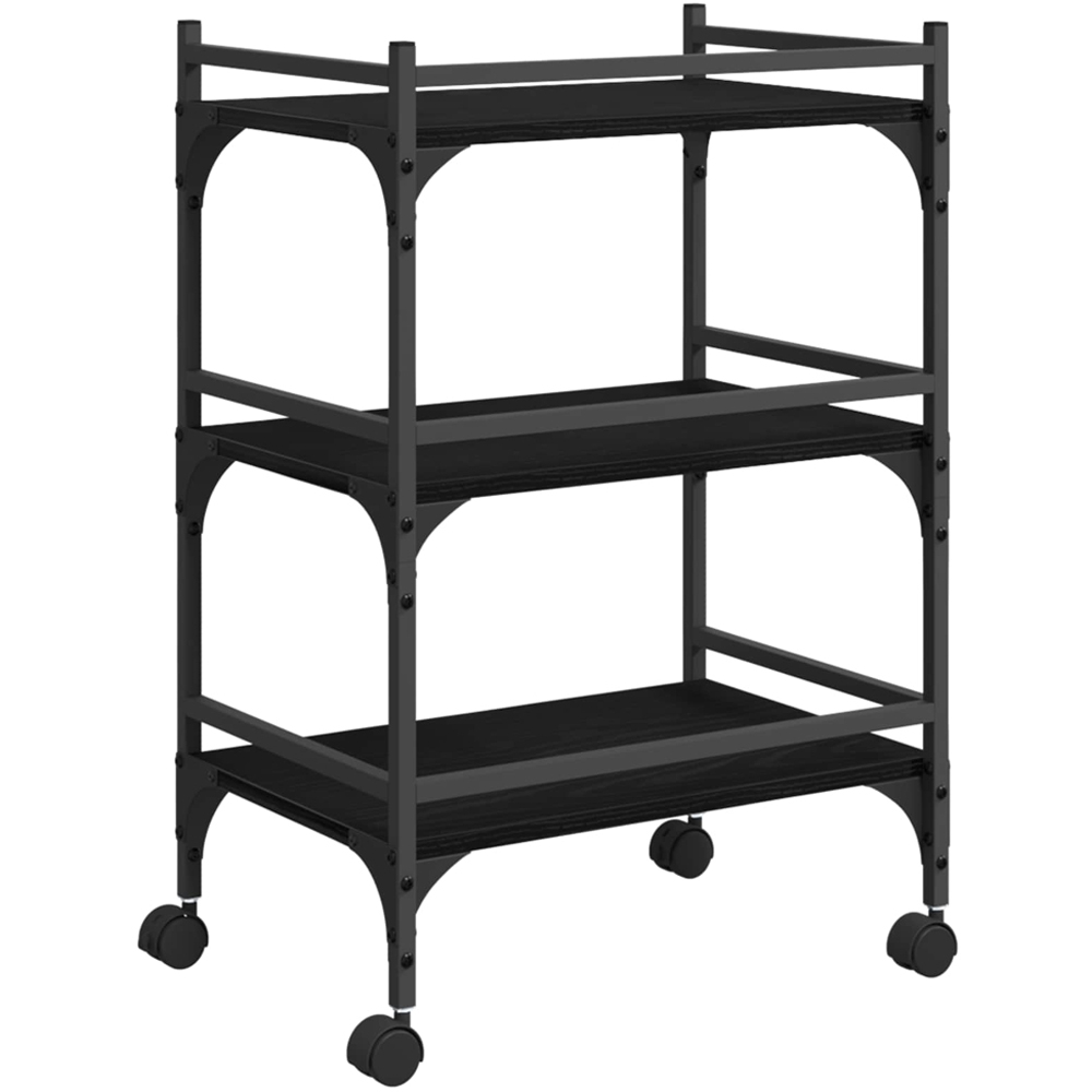 vidaXL 3 Shelf Black Oak Kitchen Trolley Image 4