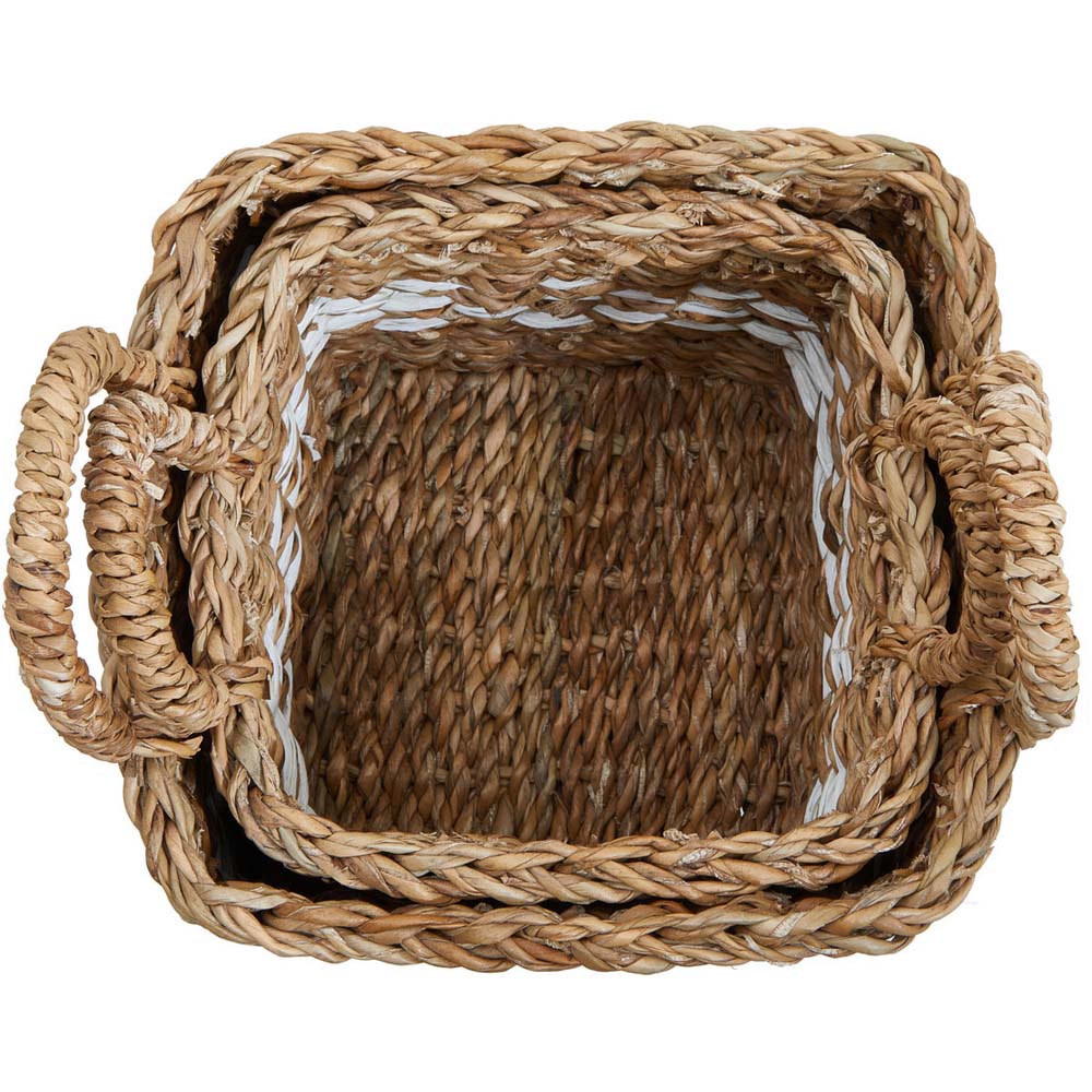 Premier Housewares Natural and Black Square Seagrass Basket Set of 2 Image 4