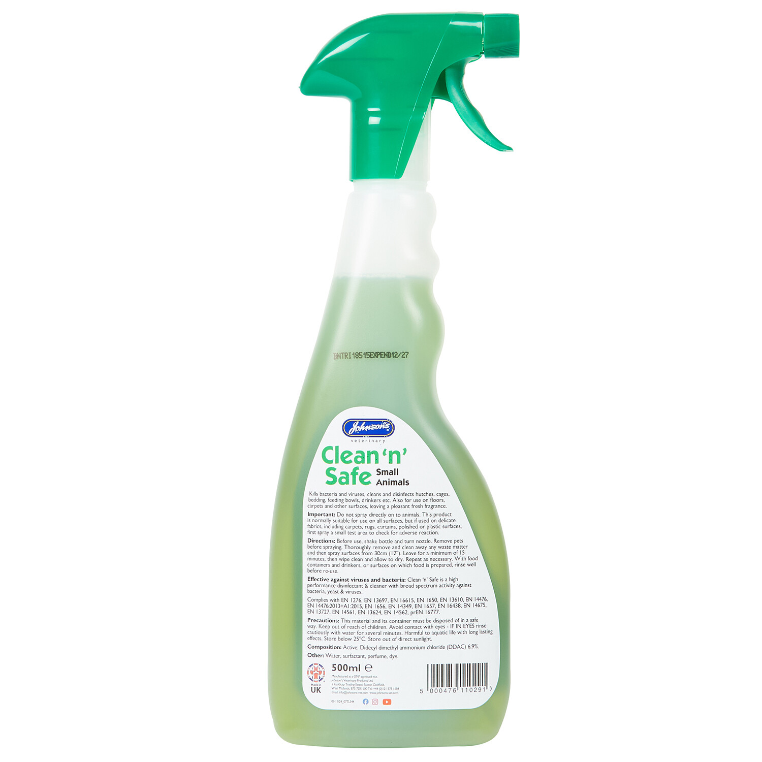 Johnson's Clean N Safe Disinfect for Small Animals - Green Image 2