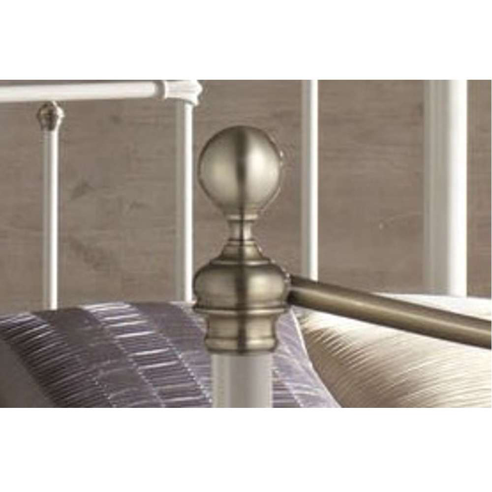 Bronte King Size Cream and Antique Brass Metal Bed Frame Image 3
