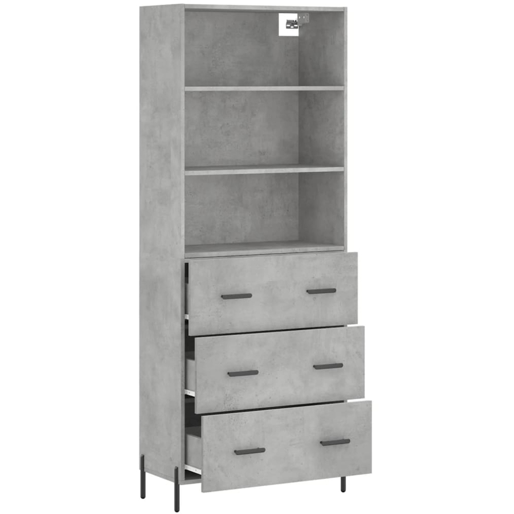 vidaXL 3 Drawer 3 Shelf Concrete Grey Highboard Image 4