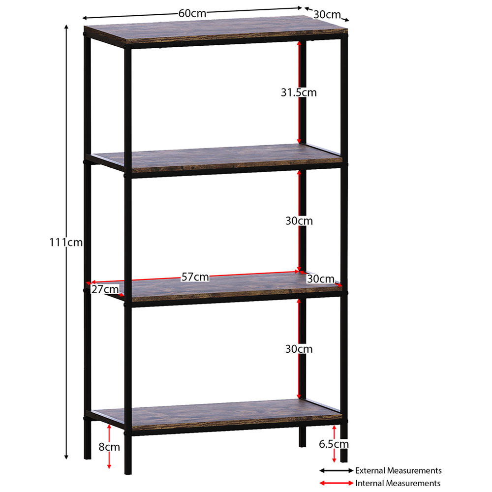 Vida Designs Brooklyn 4 Shelf Brown Bookcase Image 8