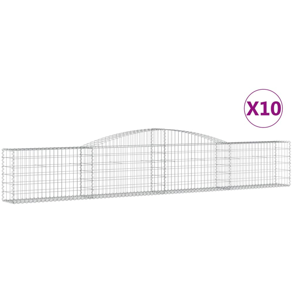 vidaXL Silver Galvanised Iron Arched Gabion Basket 400 x 30 x 60/80cm 10 Pack Image 2