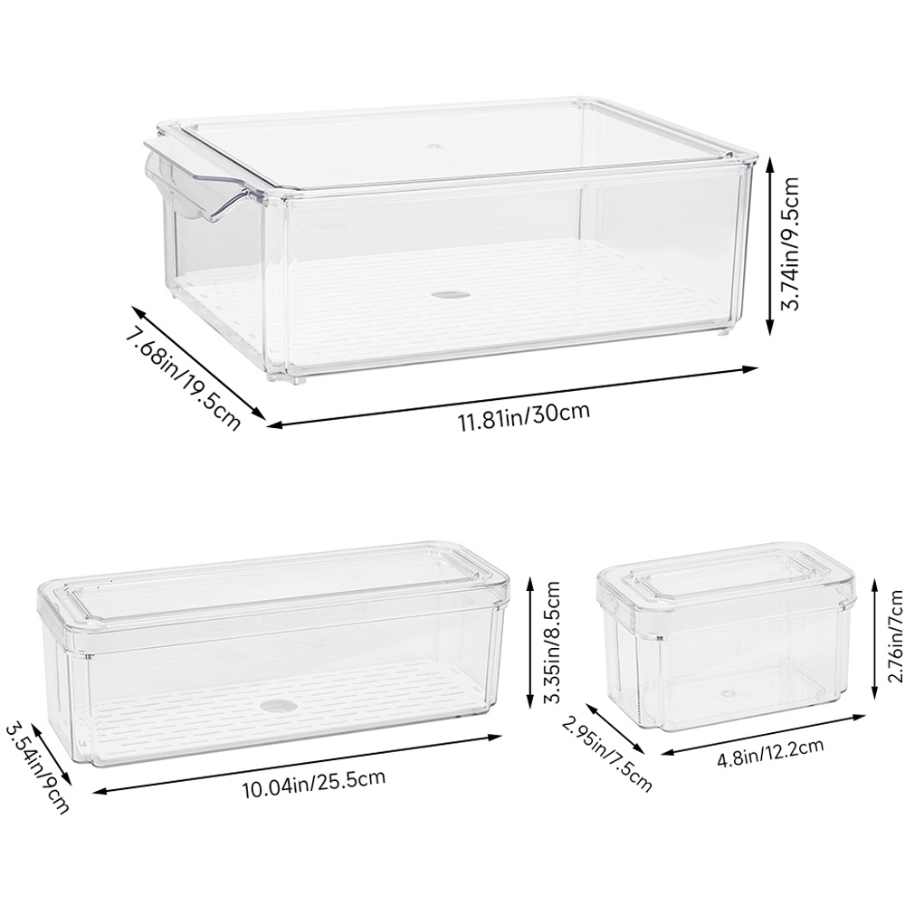 Living and Home Clear Stackable Fridge Organiser Storage Box Set with Draining Board 7 Pack Image 8