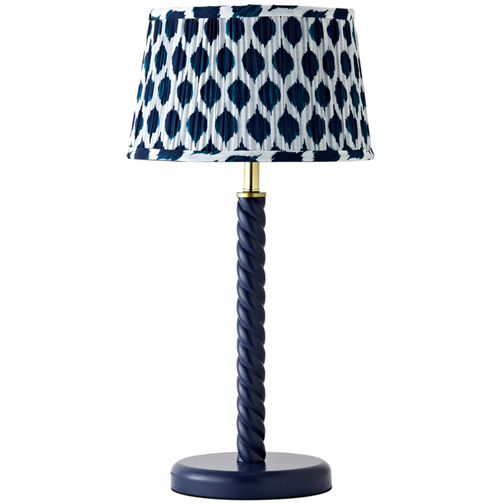 ValueLights Amara Blue Ikat Pleated Shade Navy Twist Table Lamp with Bulb Image 1