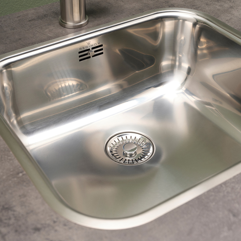 Reginox Colorado Comfort Silver Single Square Bowl Sink 393 x 445mm Image 2
