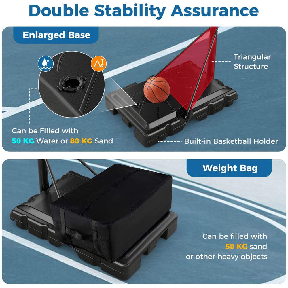Costway Height Adjustable Basketball Hoop with Shatterproof Backboard Image 7