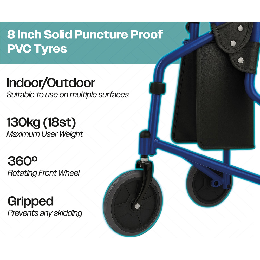 Aidapt 3 Wheel Blue Walker with Bag Image 3