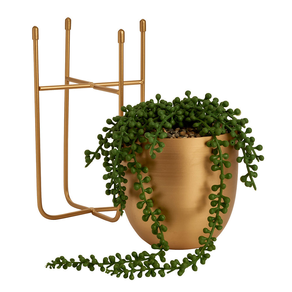 Wilko Gold Stand With Faux Hanging Plant Image 3