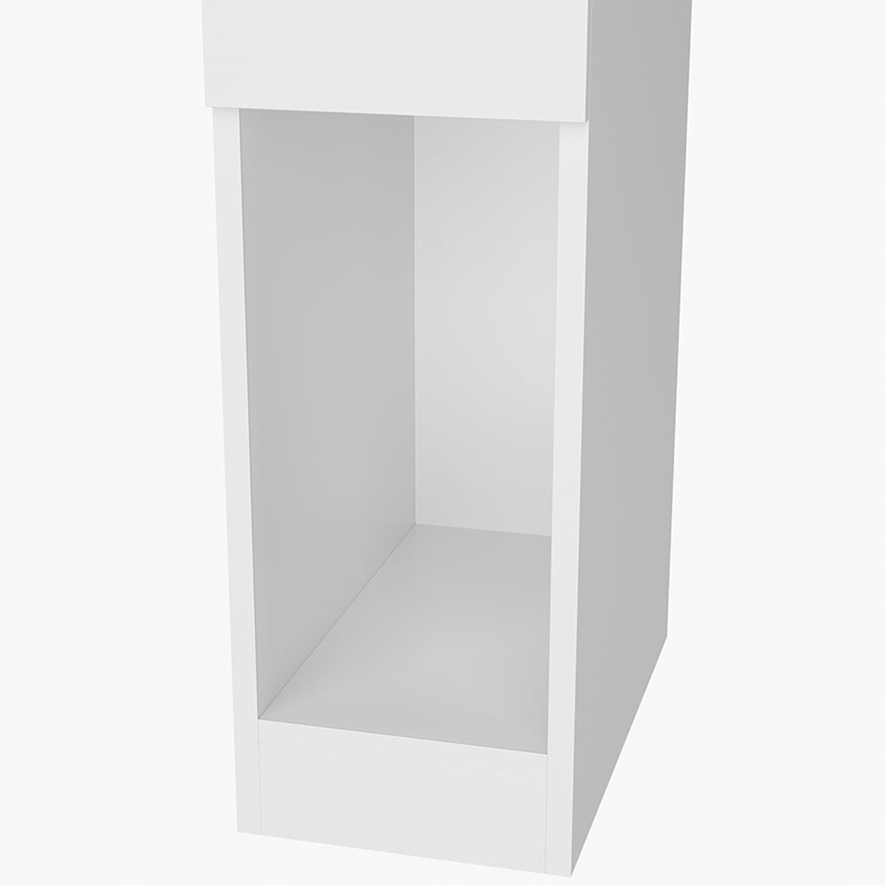 Living and Home Single Drawer White Bedside Table Image 6