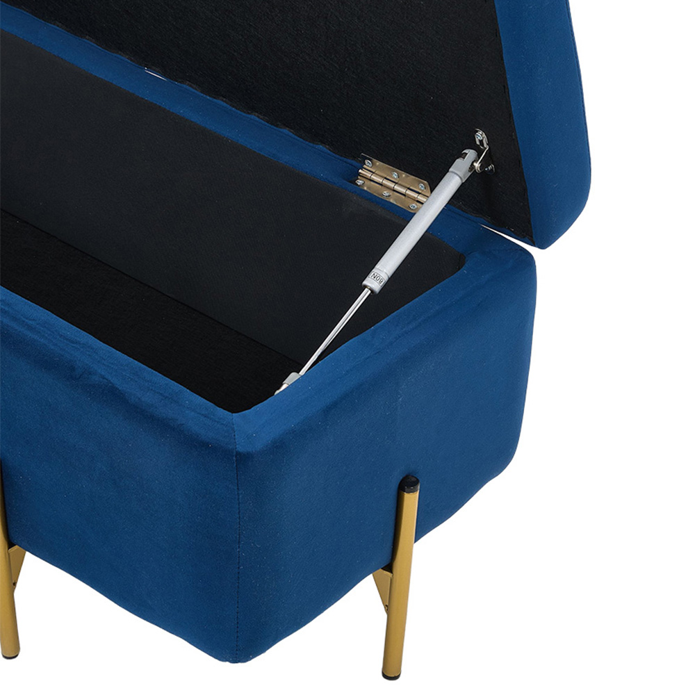 Living and Home Blue Flip Top Flannel Upholstered Storage Bench Image 6