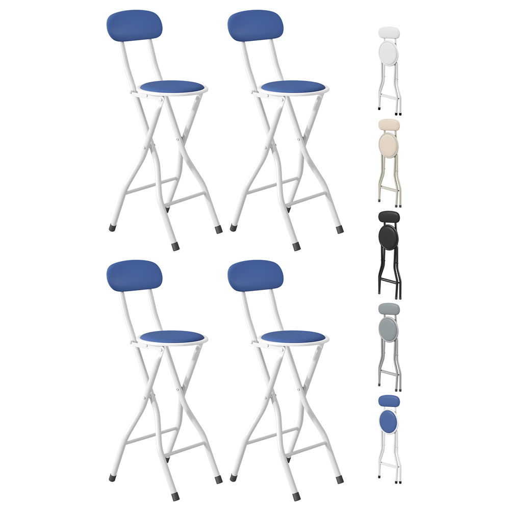 Blue Padded Folding Bar Stool Set of 4 Image 2