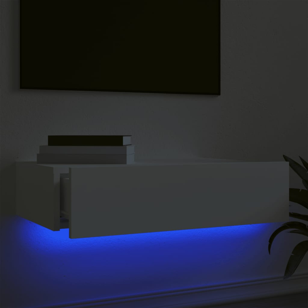 vidaXL Single Drawer White LED TV Cabinet Image 8