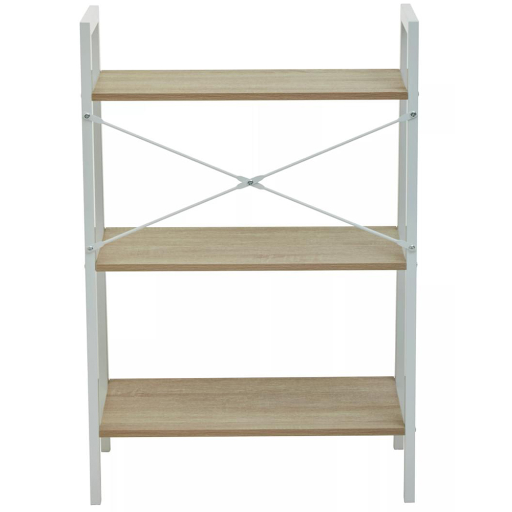 Premier Housewares Bradbury 3 Shelf Natural Oak Veneer Ladder Bookshelf Image 5