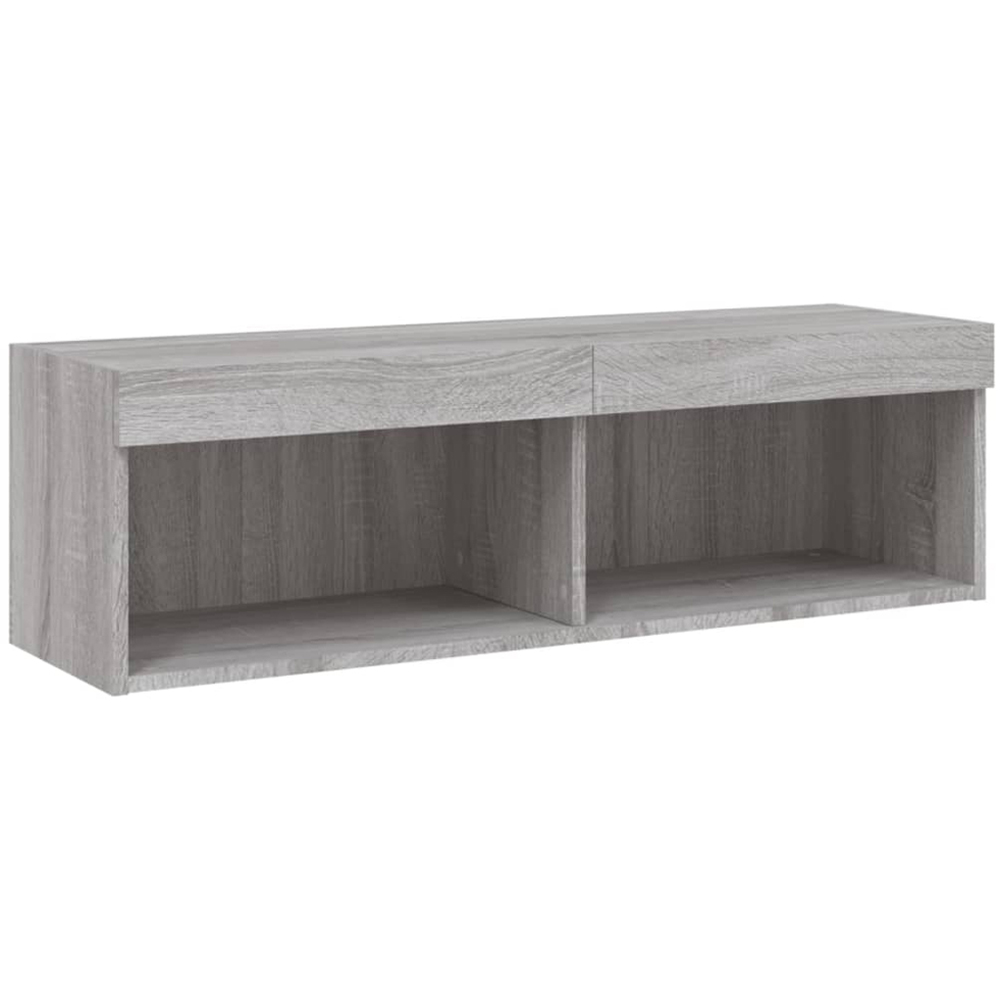 vidaXL 2 Shelf Grey Sonoma Wall Mounted TV Cabinet with LED Lights Image 2
