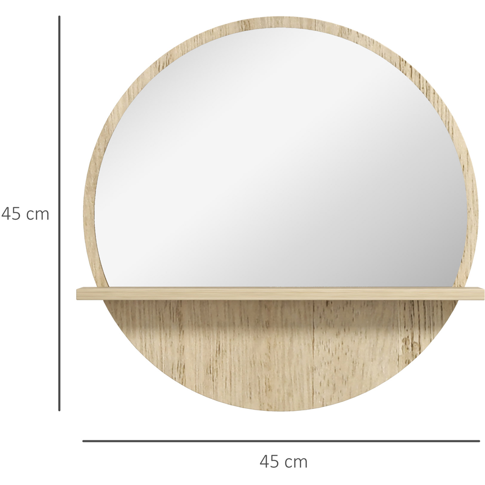 Portland Round Natural Wood Effect Bathroom Mirror 45cm Image 7