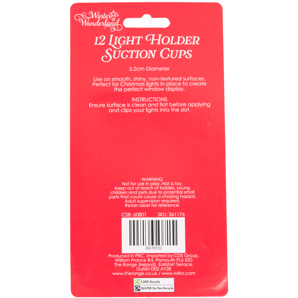 Pack of 12 3.2Cm Suction Cup Light Holders Image 2