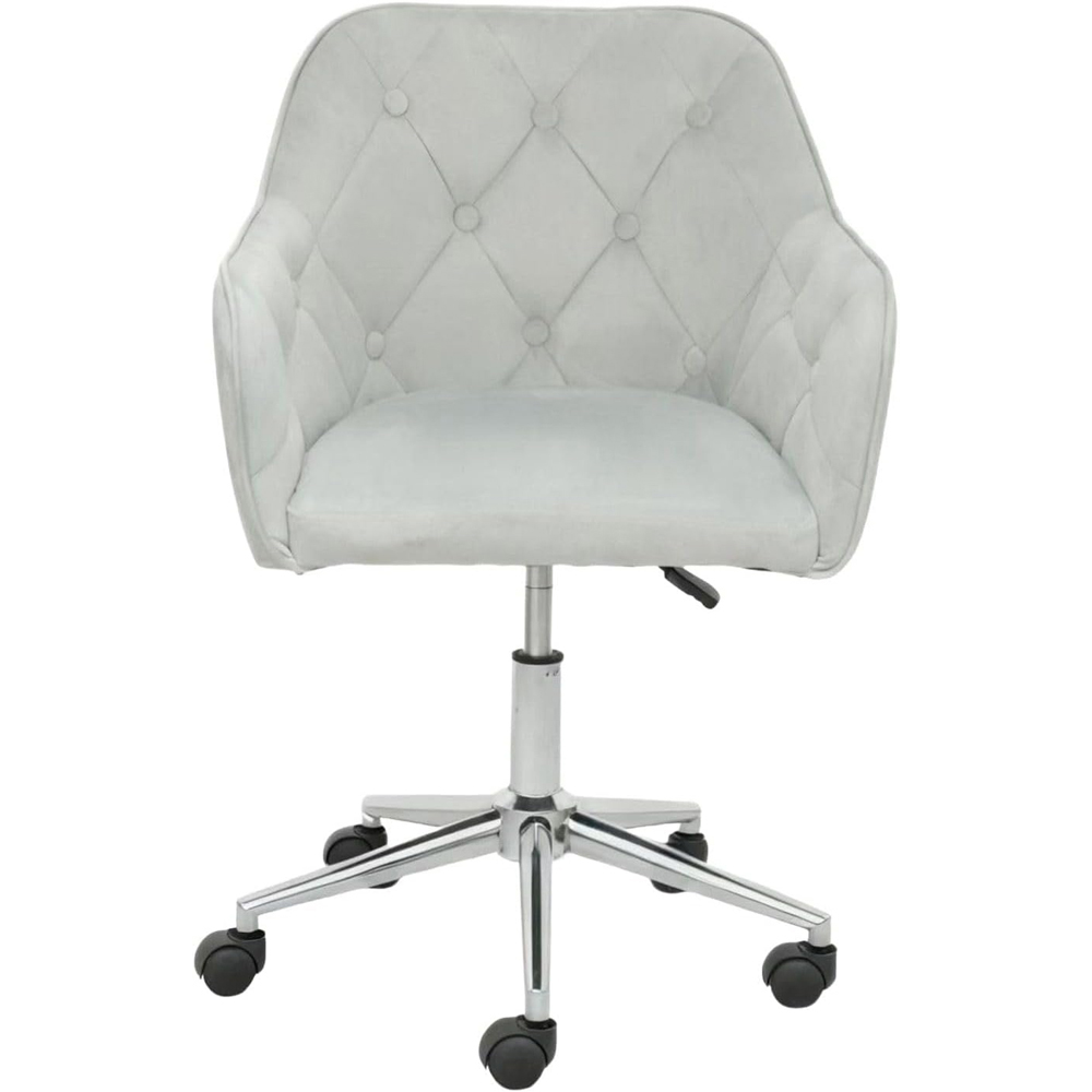 Alivio Grey Velvet Height Adjustable Swivel Tufted Office Chair with Wheels Image 2