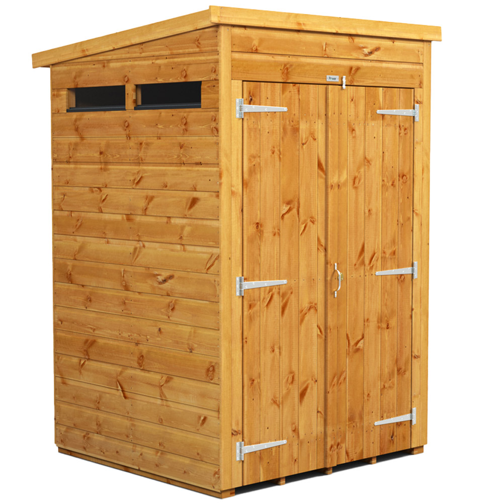 Power Sheds 4 x 4ft Double Door Pent Security Shed Image 1