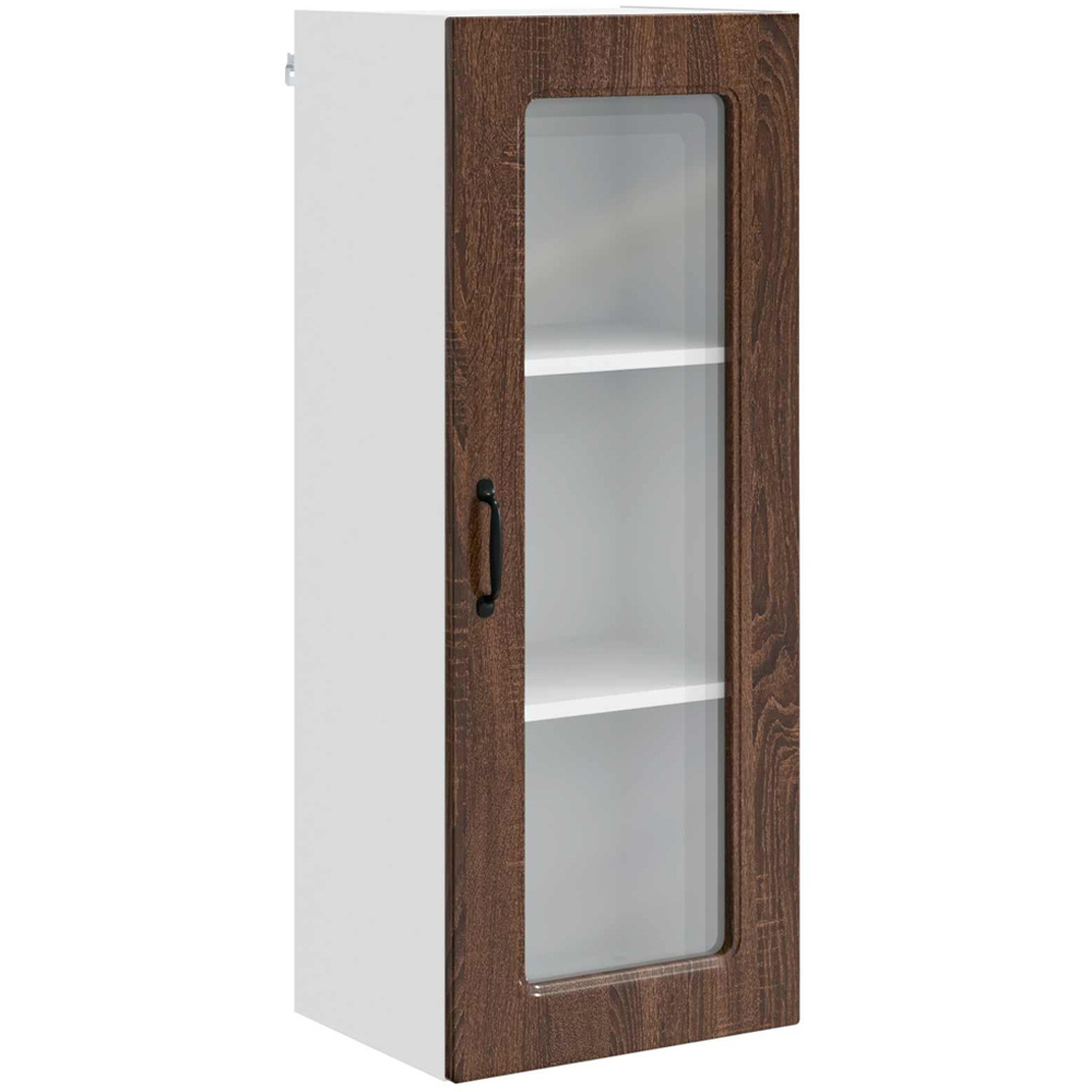 vidaXL Single Glass Door Brown Oak Kitchen Wall Cabinet Image 2