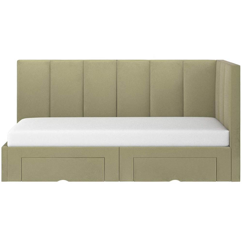 Flair Harley 2 Drawers Olive Green Velvet Bed Frame Image 4