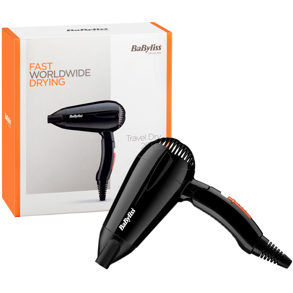 BaByliss Travel Dry Black Compact Hair Dryer 2000W Image 5
