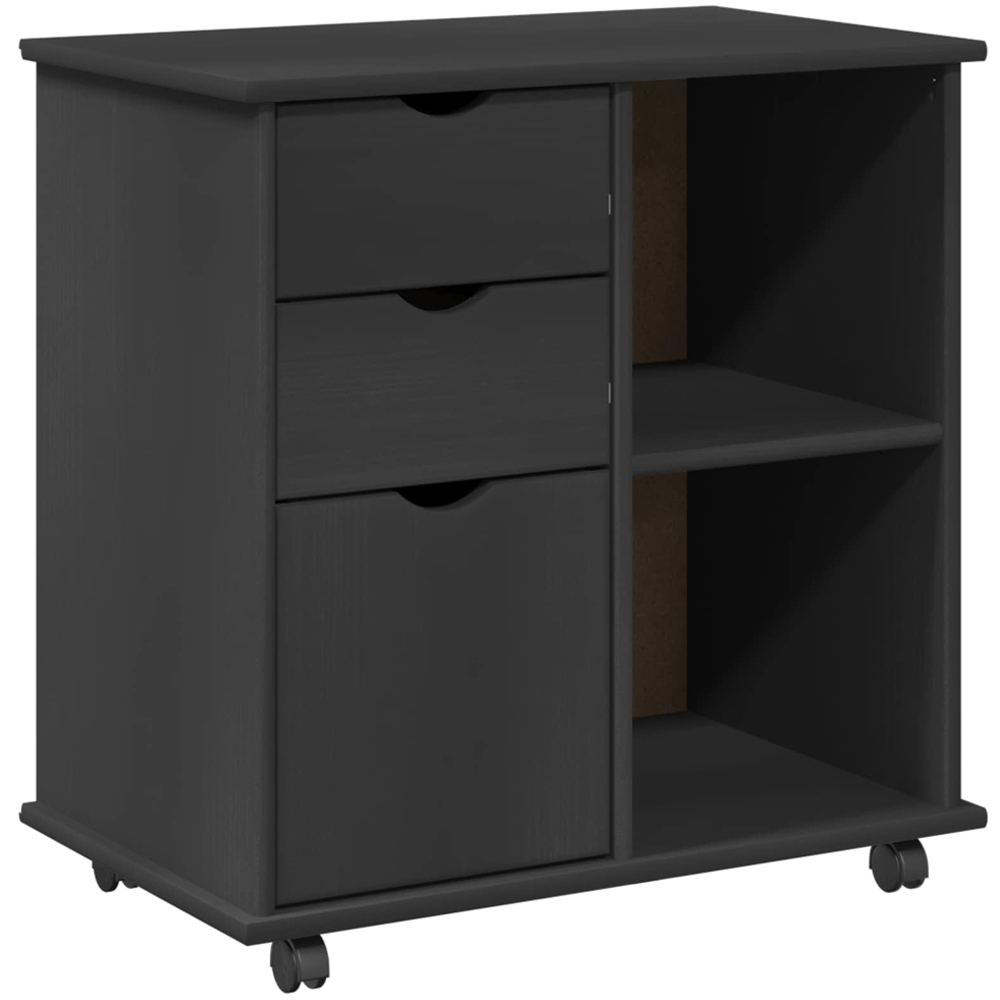 vidaXL Single Door 2 Drawer 2 Shelf Grey Rolling Storage Cabinet Image 2