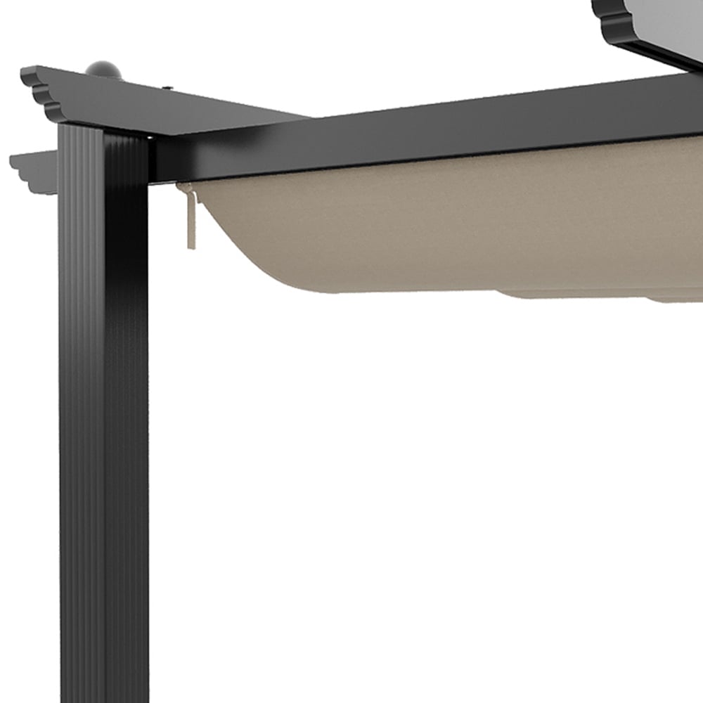 Living and Home 4 x 4m Beige Aluminium Pergola with Retractable Roof Image 6