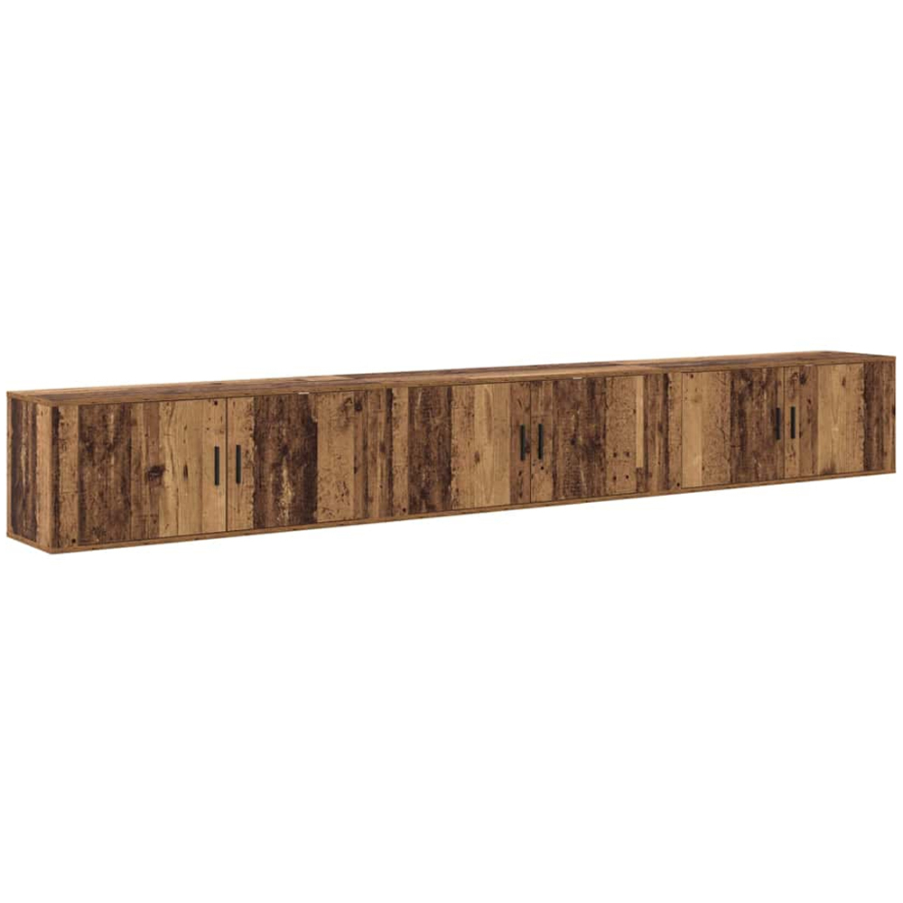 vidaXL 2 Door Old Wood Wall Mounted Wide TV Unit Set of 3 Image 7
