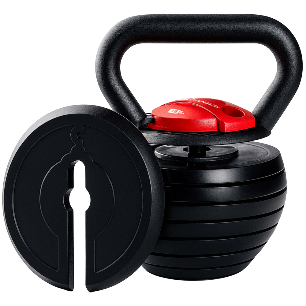 Strongology 7-in-1 Black and Red Adjustable Smart Kettlebell 18kg Image 1