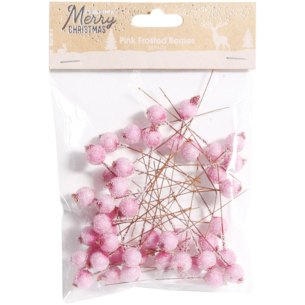 Pink Frosted Berries Decoration 45 Pack Image