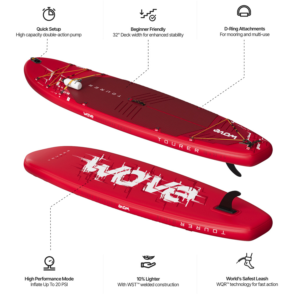 Wave Tourer 3.0 SUP 11.3ft Red Inflatable Paddleboard Image 8