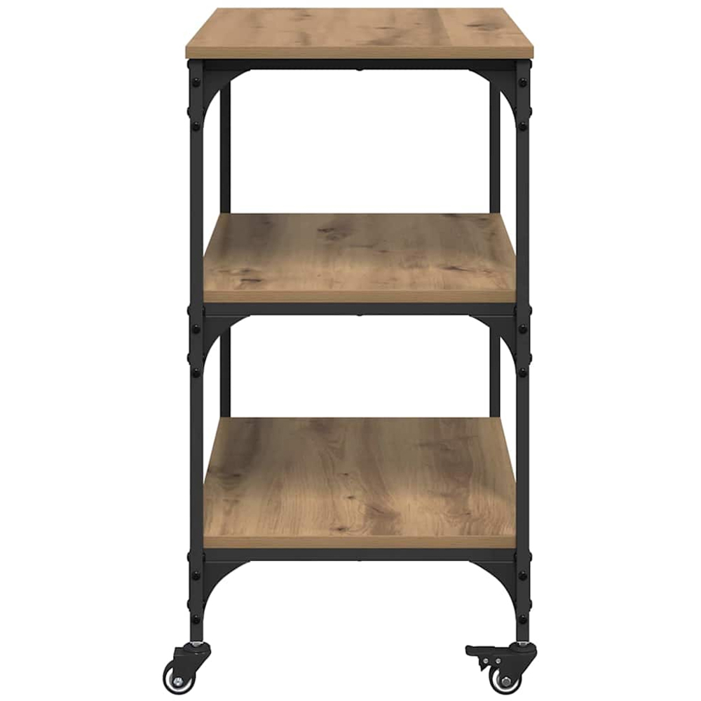 vidaXL 3 Shelf Artisan Oak Kitchen Trolley Image 7
