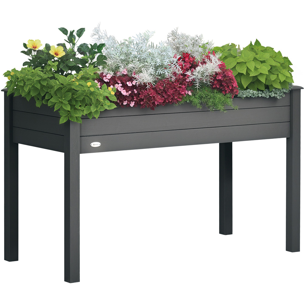 Outsunny Dark Grey Wooden Elevated Raised Garden Bed with Bed Liner 76 x 56.5 x 122.5cm Image 1