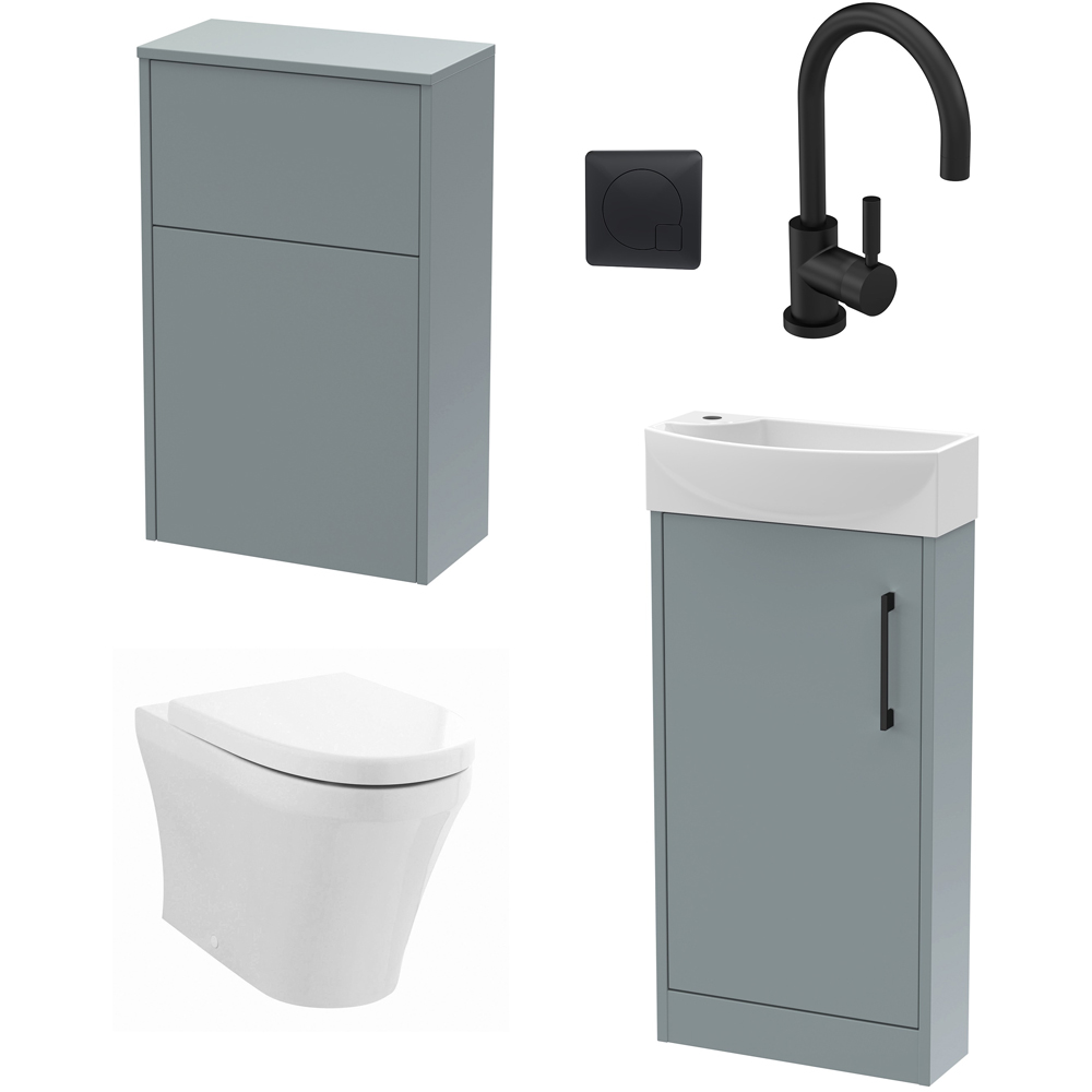 Hudson Reed Juno 440mm Coastal Grey Floor Standing Unit with WC and Tap Image 1
