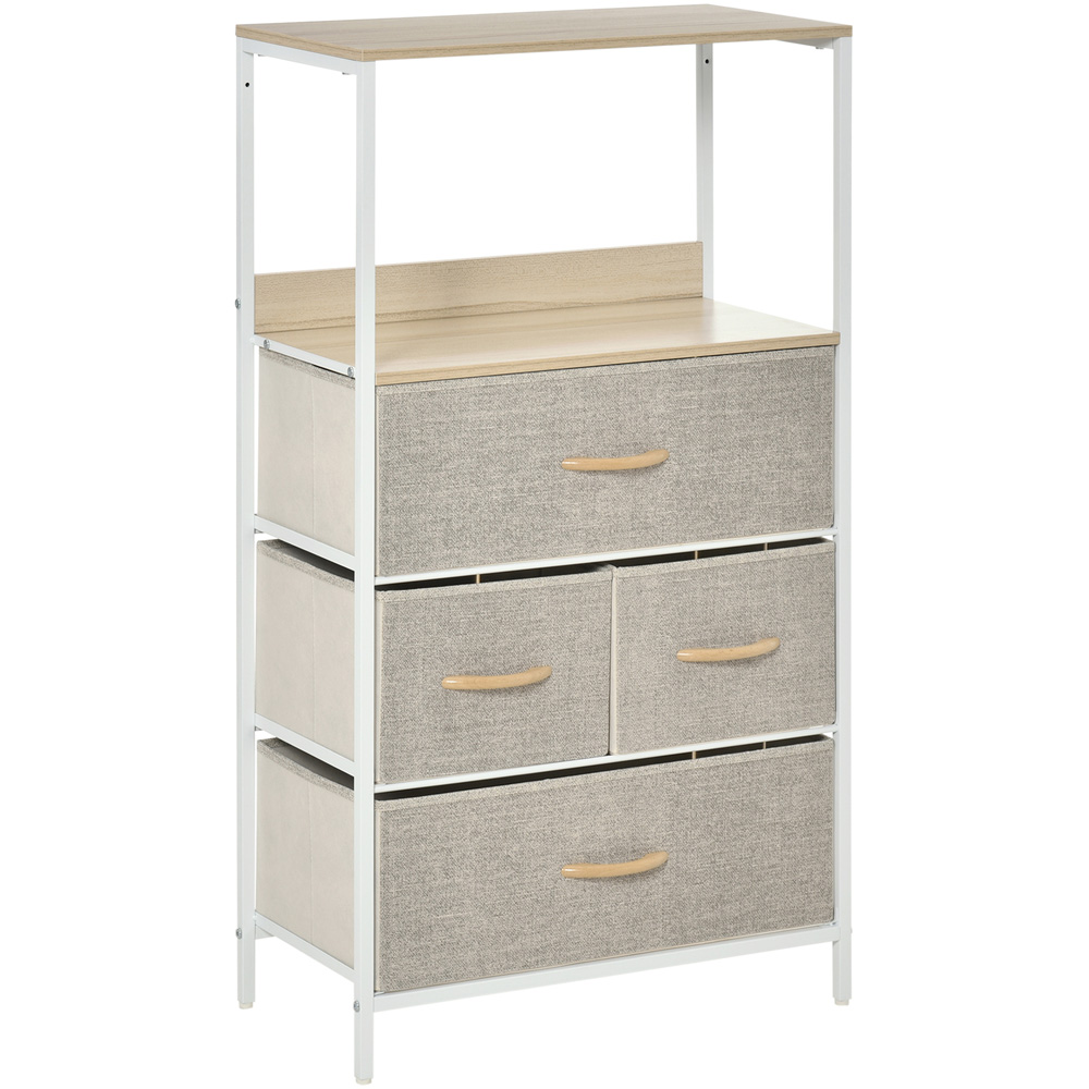 Portland 4 Drawer White and Wood Effect Chest of Drawers Image 2