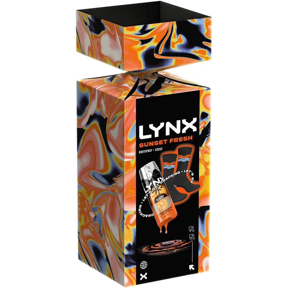 Lynx Sunset Fresh Citrus Scent Body Spray and Socks Cracker Gift Set 2 Pack Image 4