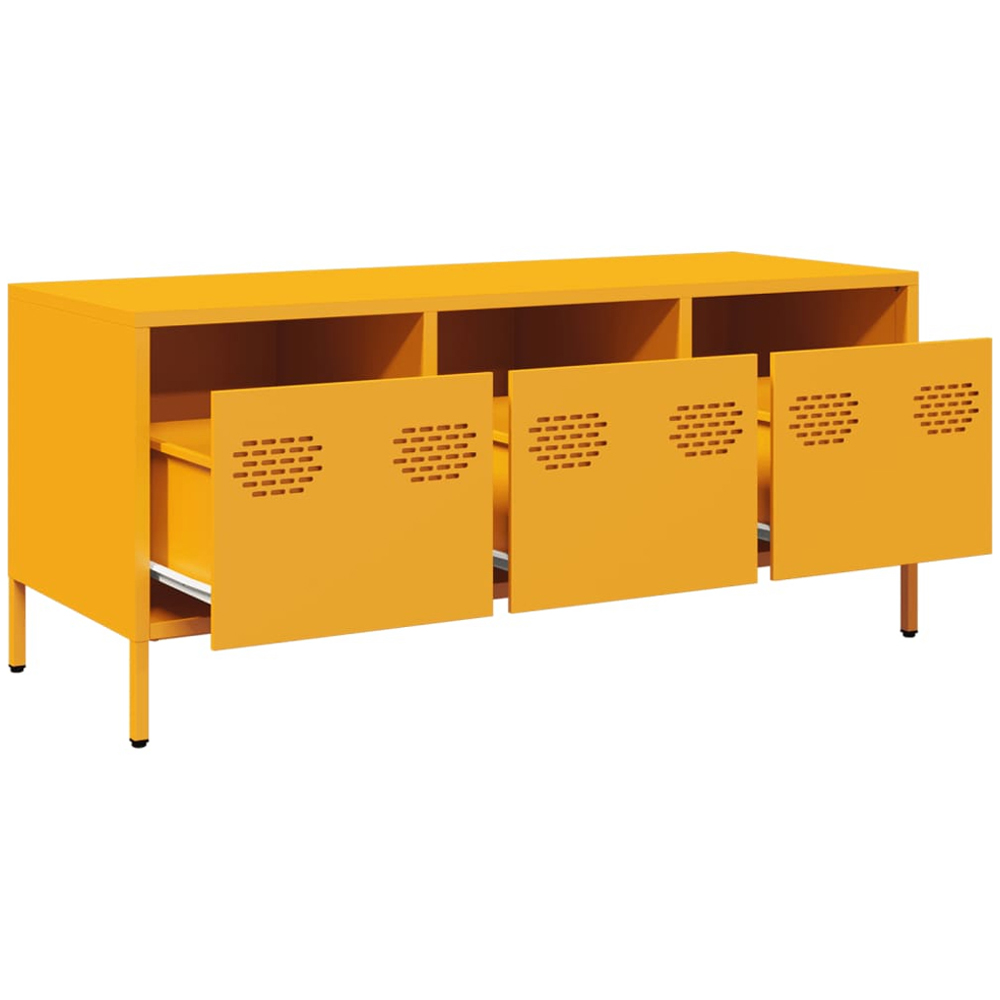 vidaXL 3 Drawer Mustard Yellow Cold-Rolled Steel TV Cabinet Image 5