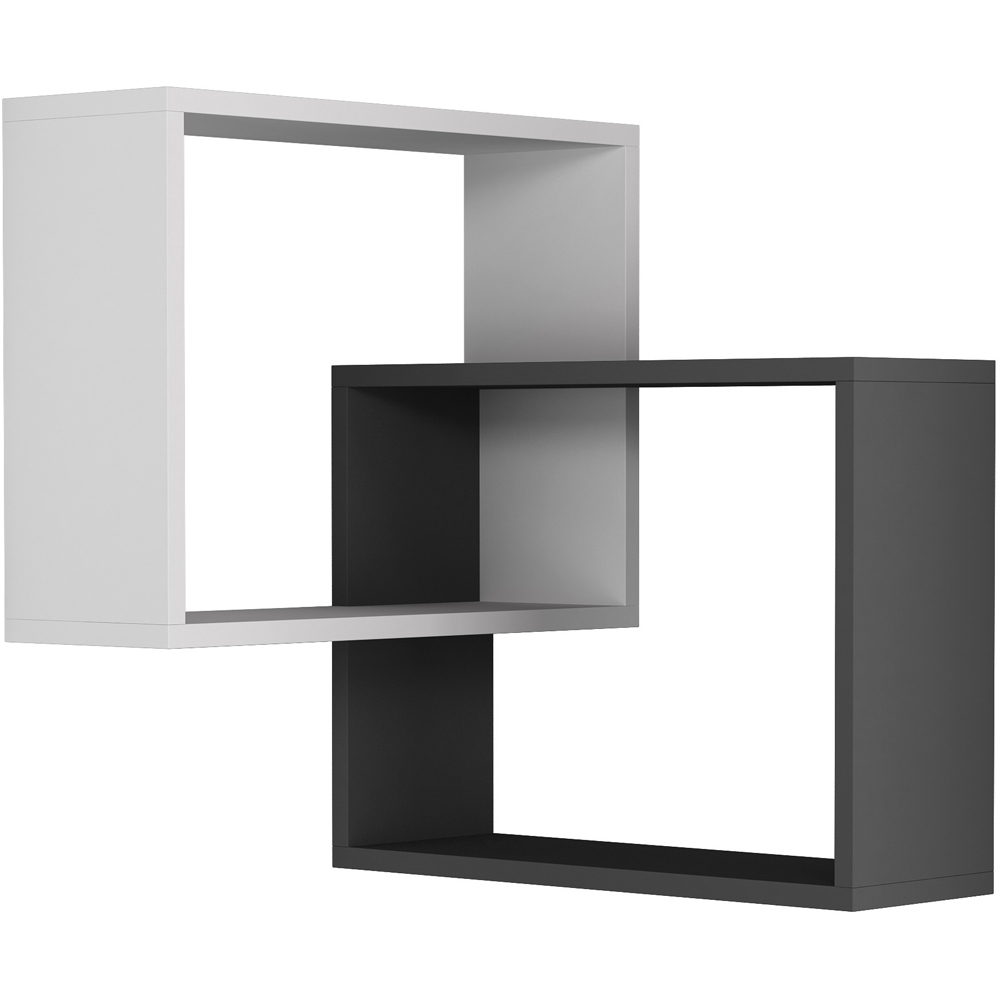 Decortie Ring Corner 3 Shelf White Anthracite Grey Wall Mounted Modern Bookcase Image 2