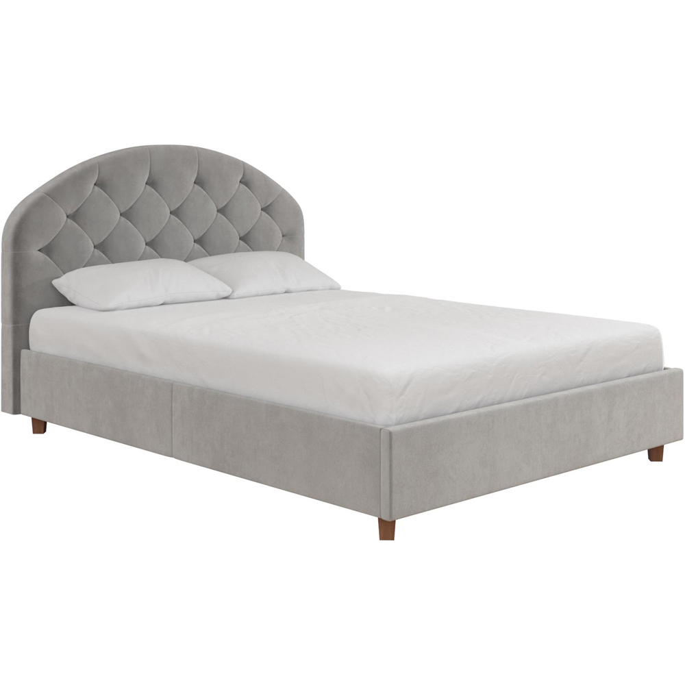 Dorel Aspen Double Light Grey Velvet Upholstered Bed Frame Image 5