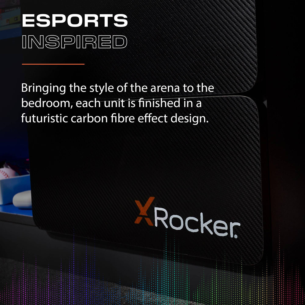 X Rocker Carbon-Tek 3 Drawer 2 Shelf Grey and Blue Chest of Drawers with Neo Fibre LED Light Image 5