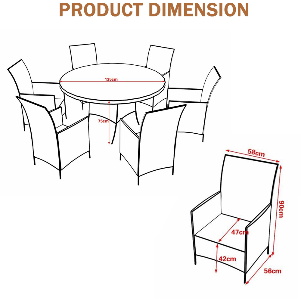 Furniture One 6 Seater Brown Rattan Garden Dining Set with Cushion Image 6