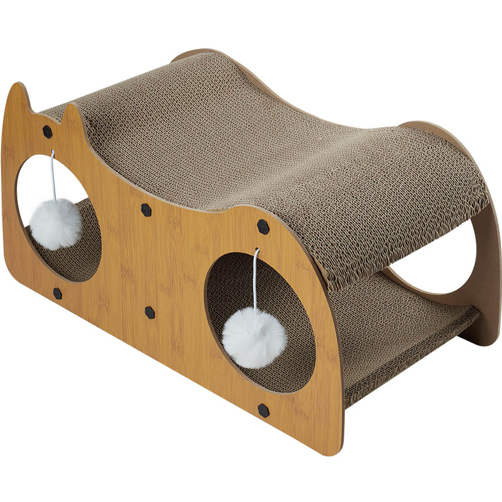 H&O Direct 2 in 1 Wooden Cat Scratching House 55 x 27.5 x 28cm Image 3