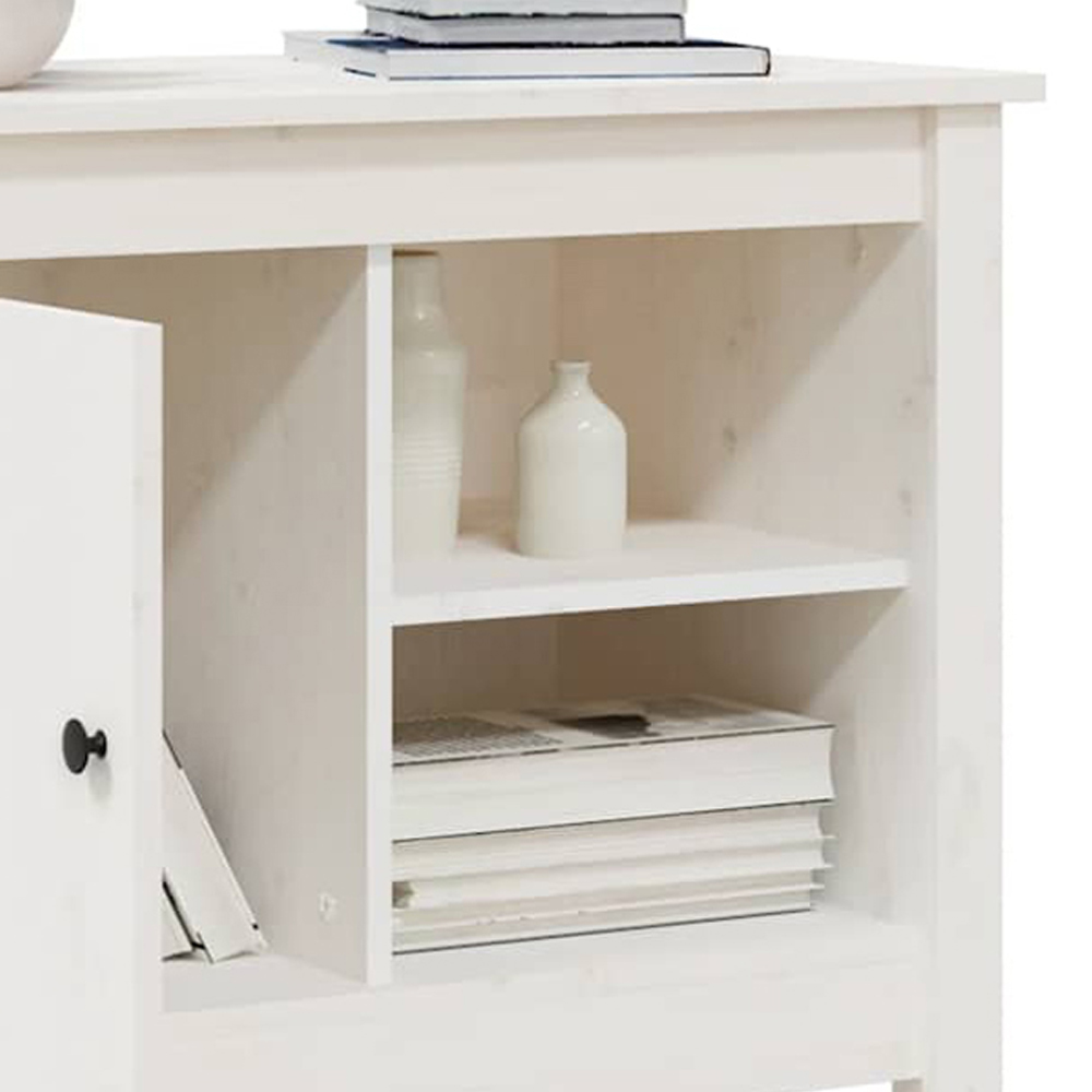 vidaXL Single Door 2 Shelf White Solid Pine Wood TV Cabinet Image 8