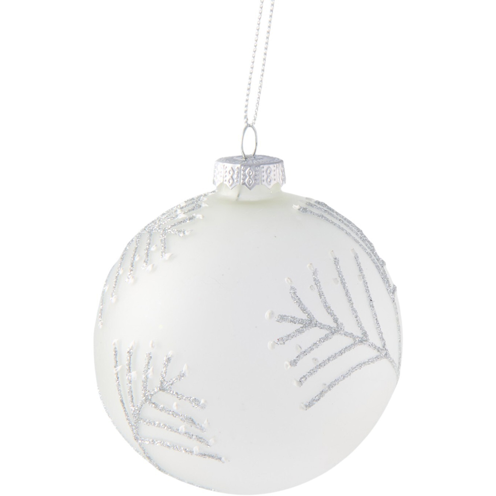 Silver Glitter Patterned Bauble Image 3