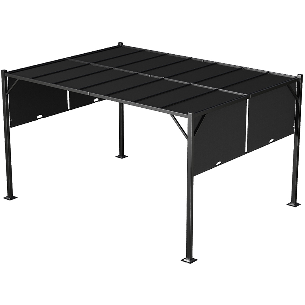 Living and Home Dark Grey Retractable Garden Pergola with Canopy 3.95 x 2.95m Image 2