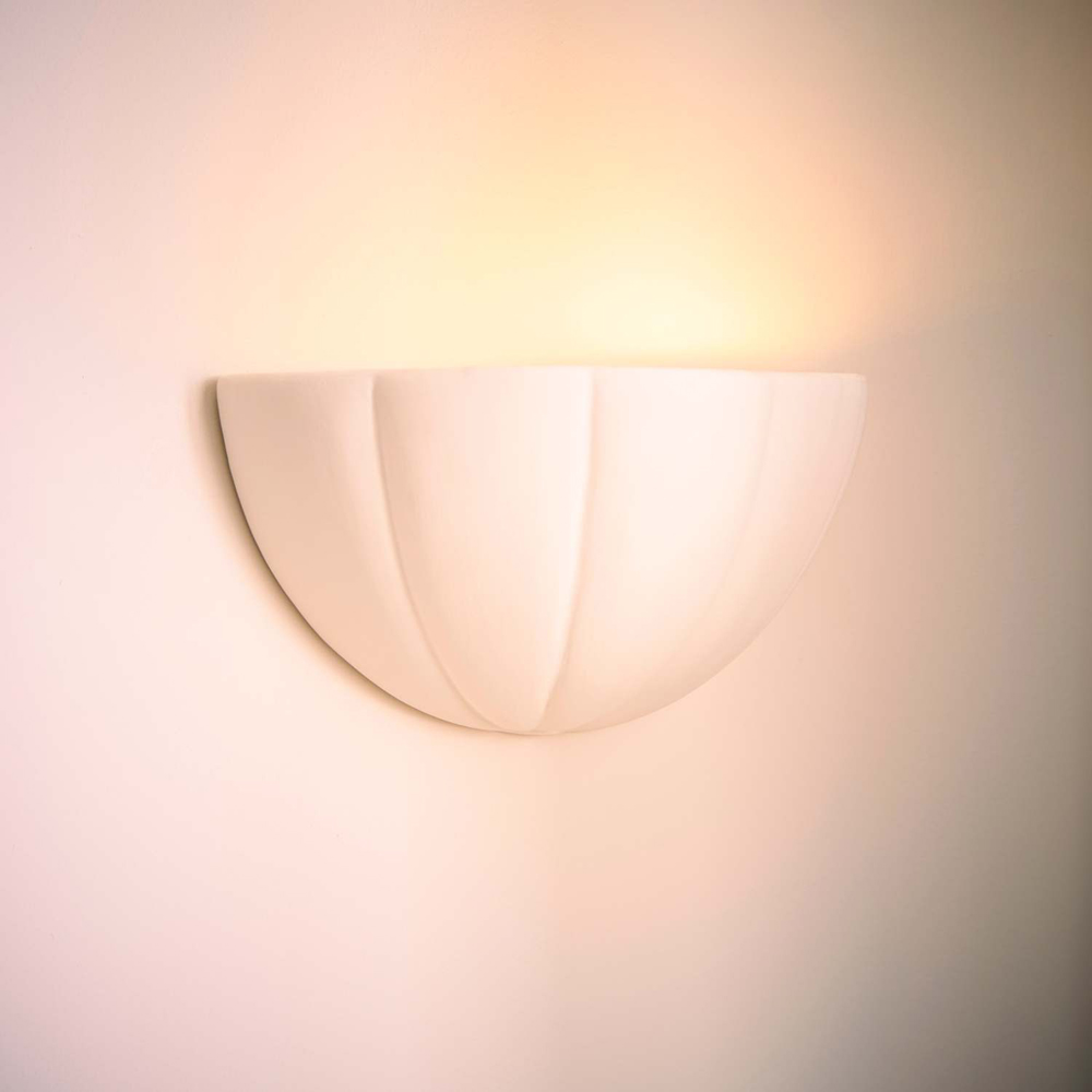 ValueLights Leonardo Paint Me Plain Ceramic Scallop LED Flush Wall Light with Bulb Image 6