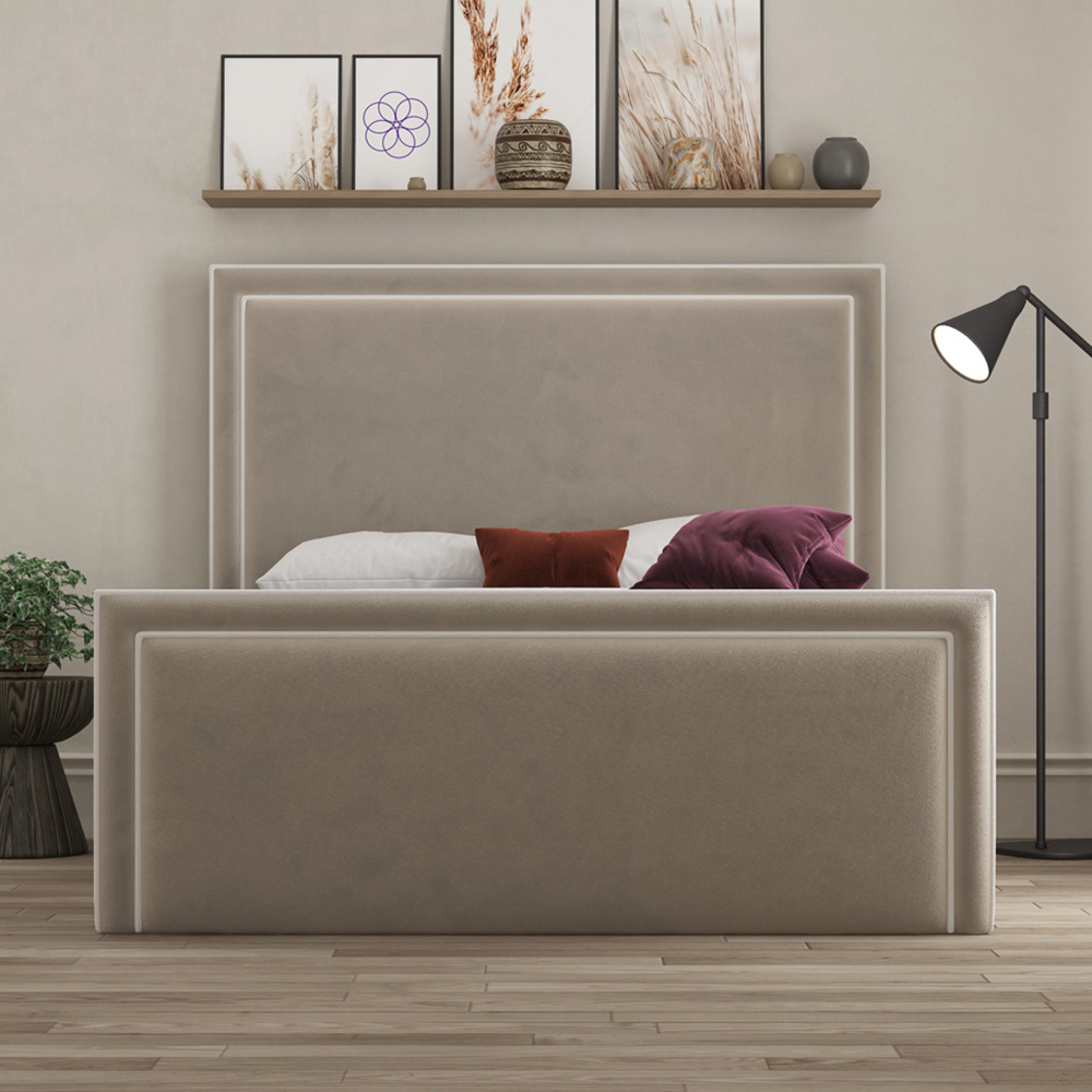 DS Living Verona Super King Size Bistra Beige Piping Ottoman Bed Image 3